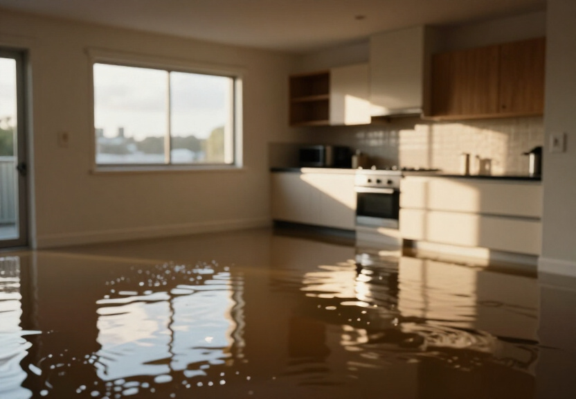 Flooded basement in Mount Lewis property before drying